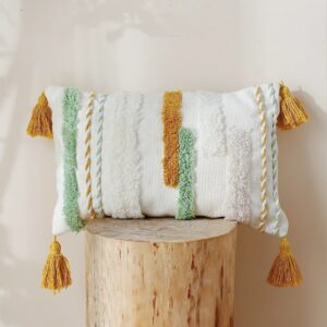 Cushion cover 30x50cm Pillow Cover Tufted Tassels Green