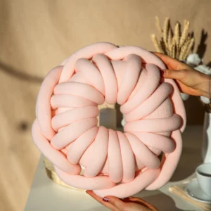 Alternative view of Chunky Yarn Hand Knot Car Seat Cushion Pillow Pink