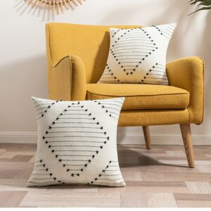 Nordic Style Cotton Tassel Cushion Cover Black & White