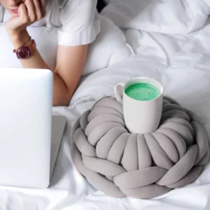 Alternative view of Chunky Yarn Hand Knot Car Seat Cushion Pillow Grey