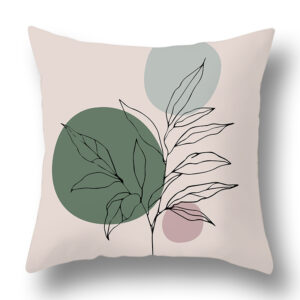 Green Plant Comfortable Pillowcase Cushion Cover Pink