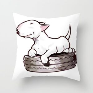 Cartoon Bull Terrier Pillow Peach Skin Style 2